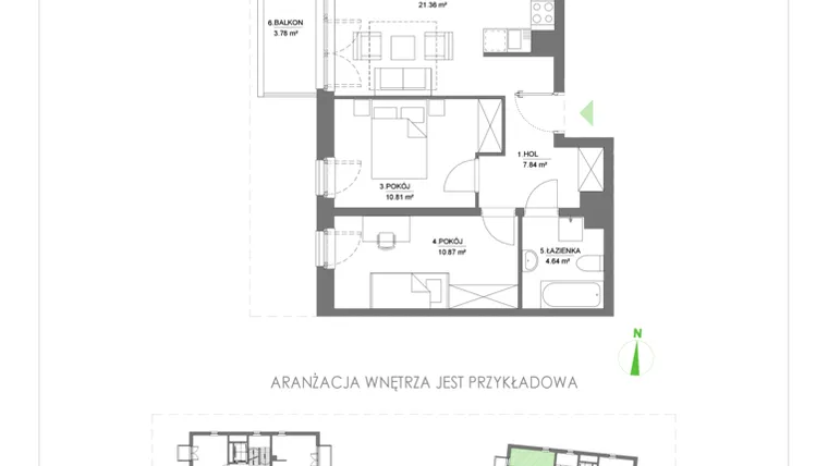 Rzut - Mieszkanie na sprzedaż 3 pokoje o powierzchni 55,51 m² - numer D08 w Osiedle Pasteura