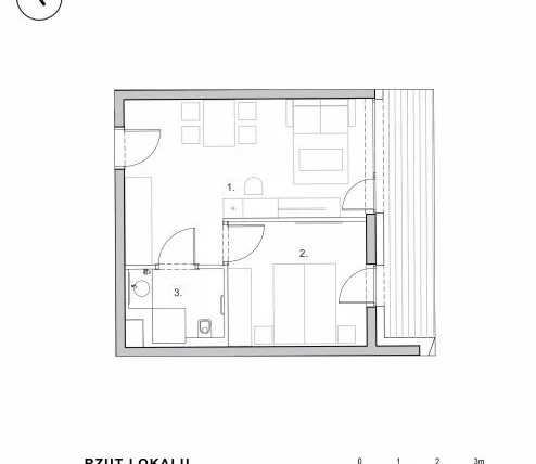 Rzut - Mieszkanie na sprzedaż 2 pokoje o powierzchni 36,8 m² - numer 1.22 w Ski Mountain