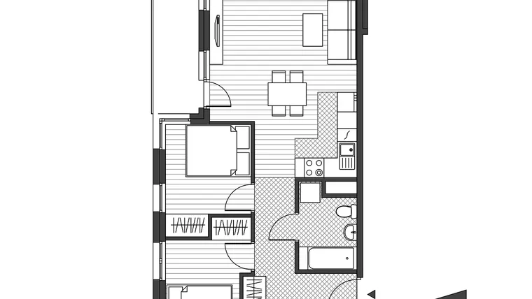 Rzut - Mieszkanie na sprzedaż 3 pokoje o powierzchni 49,39 m² - numer 39 w Al. 29 Listopada / Meiera Bud. B