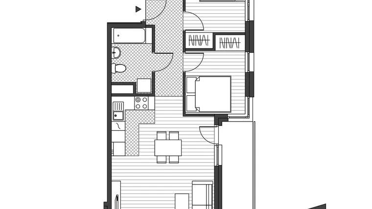 Rzut - Mieszkanie na sprzedaż 3 pokoje o powierzchni 51,71 m² - numer 26 w Al. 29 Listopada / Meiera Bud. B